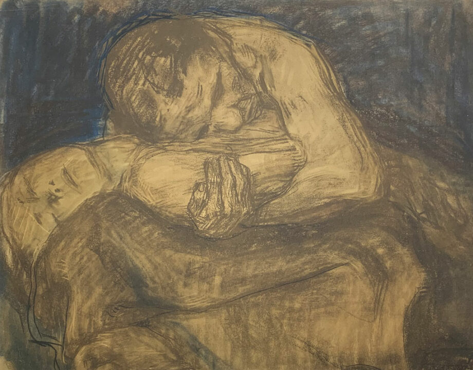 galerie-ahlers-kaethe-kollwitz-blatt-nummer-22-farbzeichnung-zur-pieta-1920-45x55,5